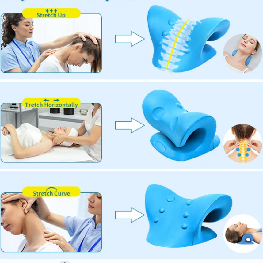 Factory Wholesale Chiropractic Back Massager Neck and Shoulder Relaxer Pain Relief Cervical Neck Traction Pillow Device
