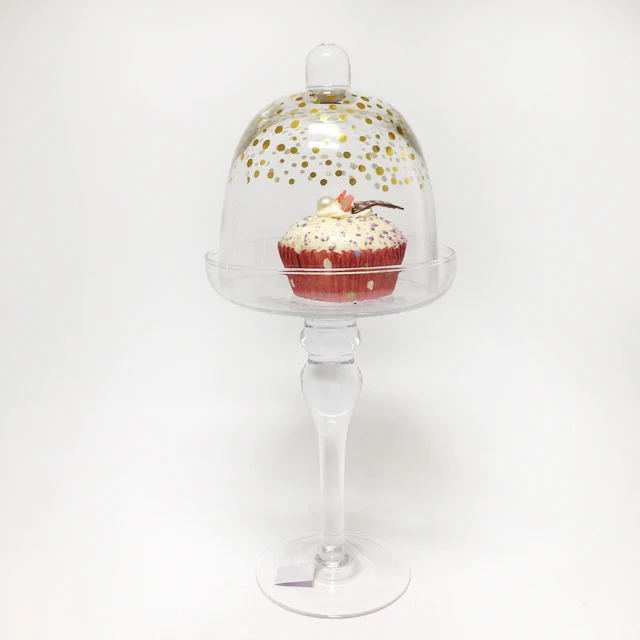 custom small mini decorative dessert cake dome glass with pedestal