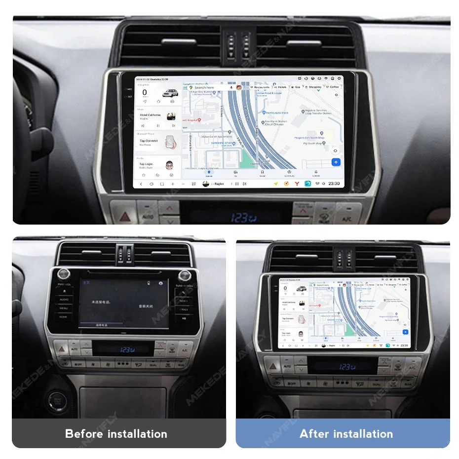 Navifly 2K 1din DUDU7 car stereo audio auto electronics dvd player QLED screen support dvr dsp  for Toyota Prado 2017-2018