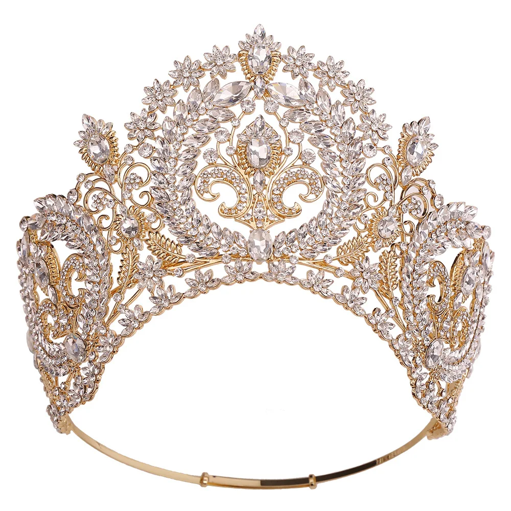2024 Miss Large Beauty Wedding Jewelry Headpiece Costume Jewelry Bridal Hair Accessories Crystal Pageant Crown Tiara