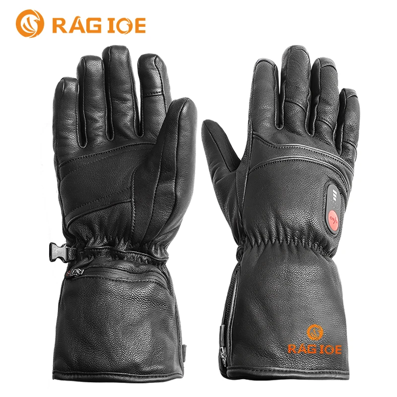 RAGIOE custom 7.4v 2600mah winter sport ski ice hockey Motorcycle rechargeable battery Leather Heated Gloves