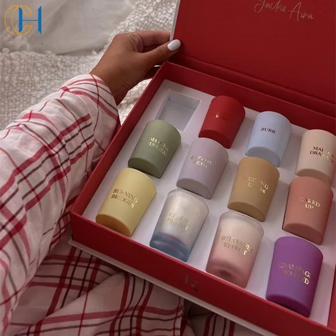 C&H Aroma Gift Set Luxury Skin Care Scrub Cream Custom Glass Room Spray and Floral Matte White Clay Ceramic Scented Candles