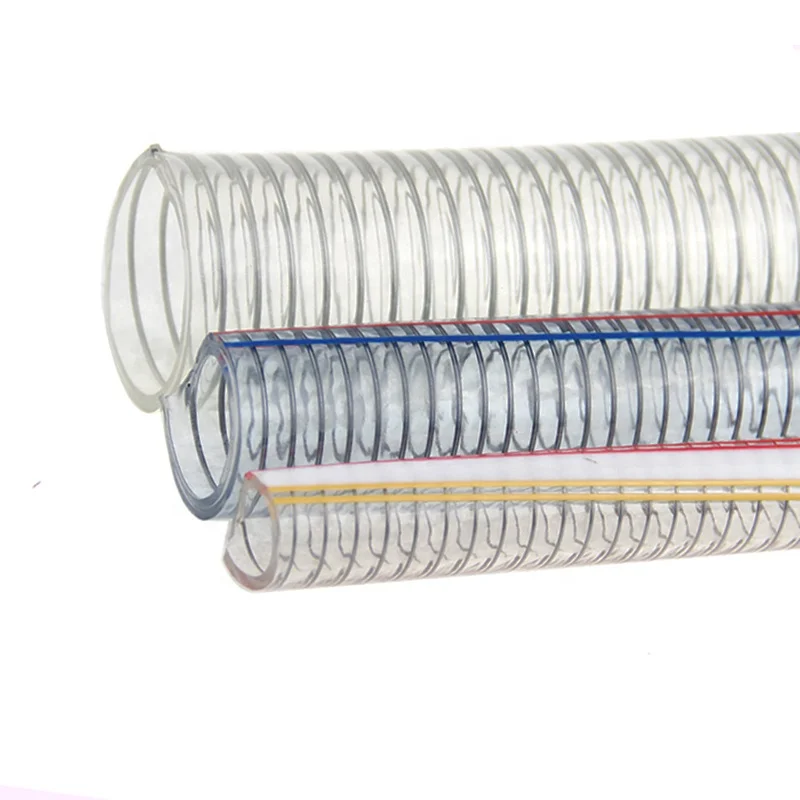 2 3 Inch Clear Flexible Braided Food Grade PVC Spring Steel Wire Spiral Reinforced Hose