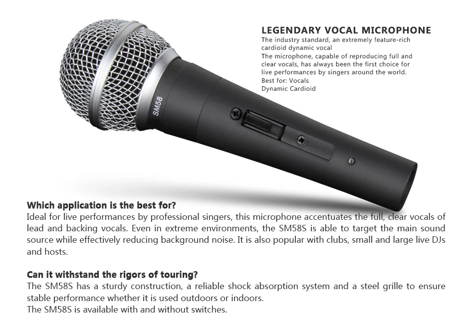 Metal Noise Cancelling Gua Wired Handheld Microphone Dynamic Microphone Sm58s