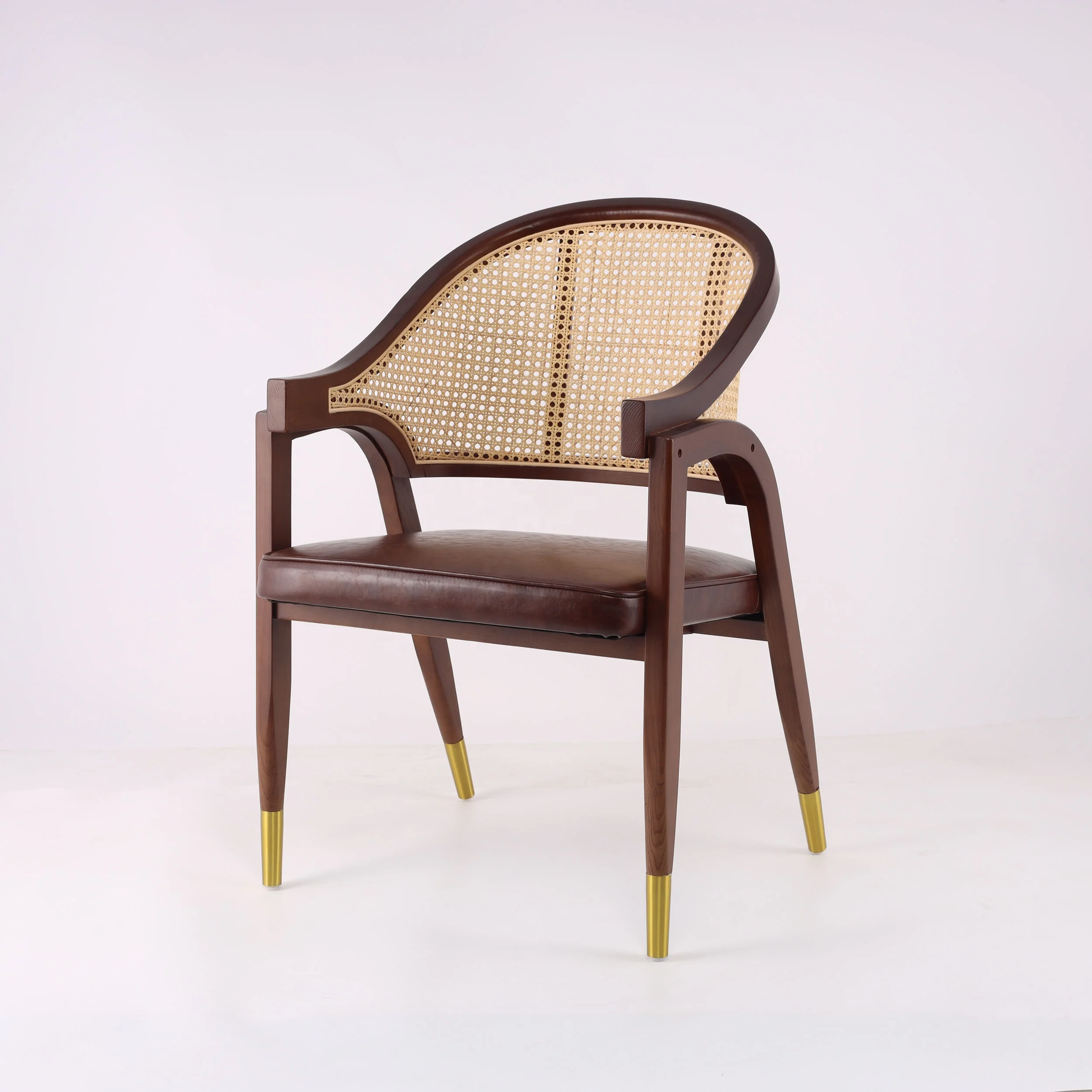 JC FURNITURE Modern wooden Armchair cushion seat rattan backrest wicker armchair restaurant dining room dining chair