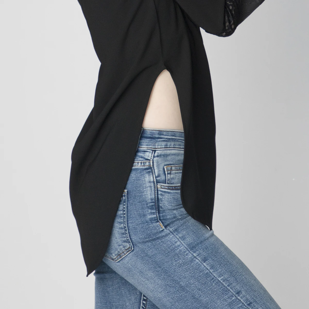 LADIES CASUAL CHIFFON LACE FLARED SLEEVE SHIRT