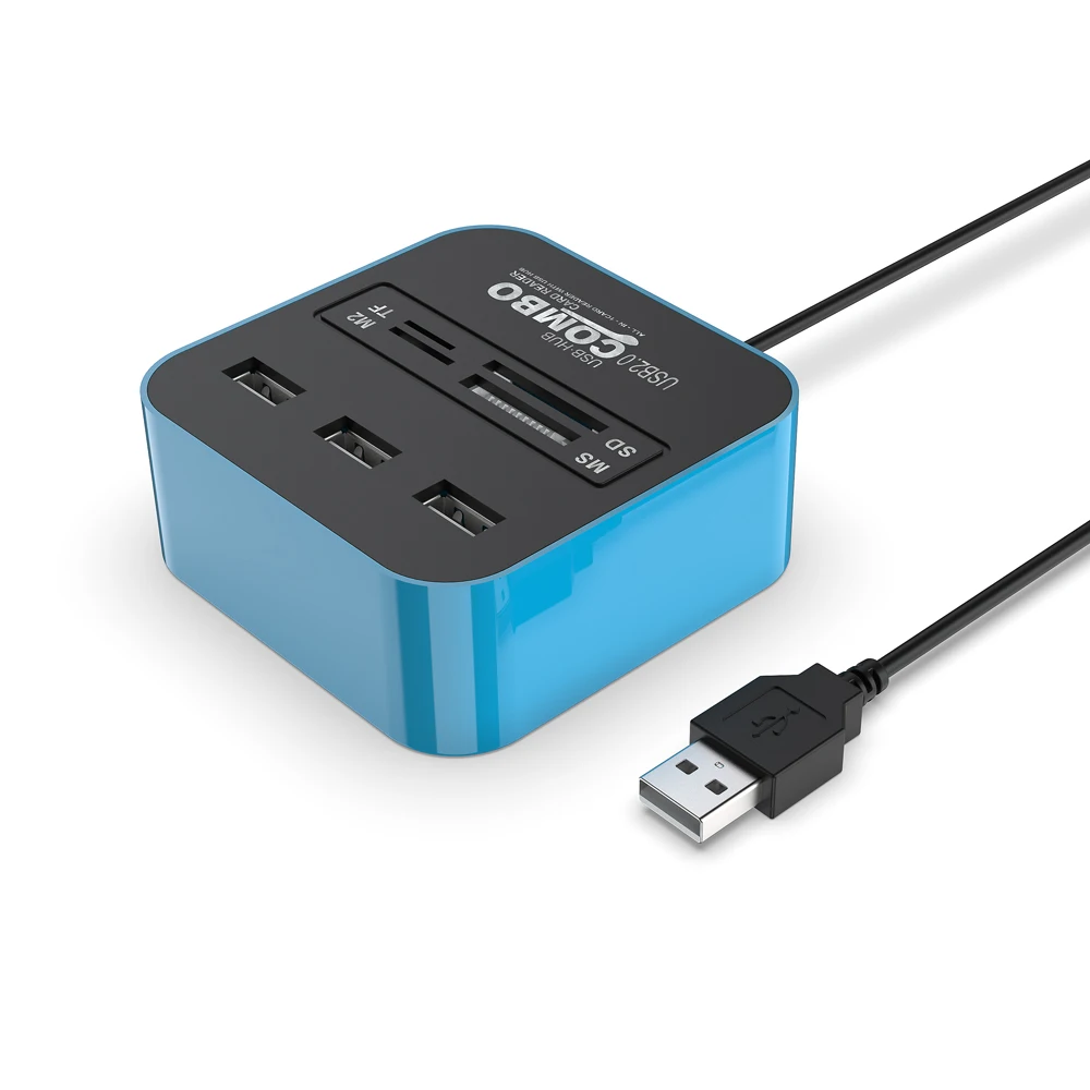  Квадратный концентратор USB 2 0 с 3 портами + кардридер