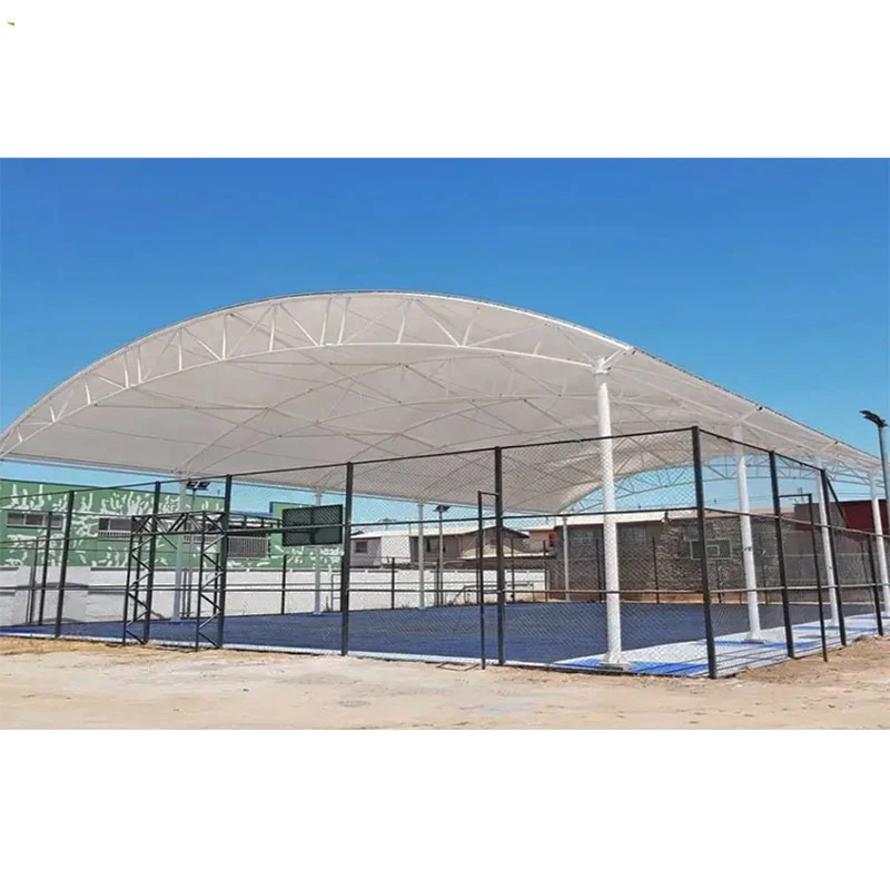 Outdoor PDVF roof cover tennis court tent canopy sport sun shade fabric roof tensile steel membrane structure canopy for stadium