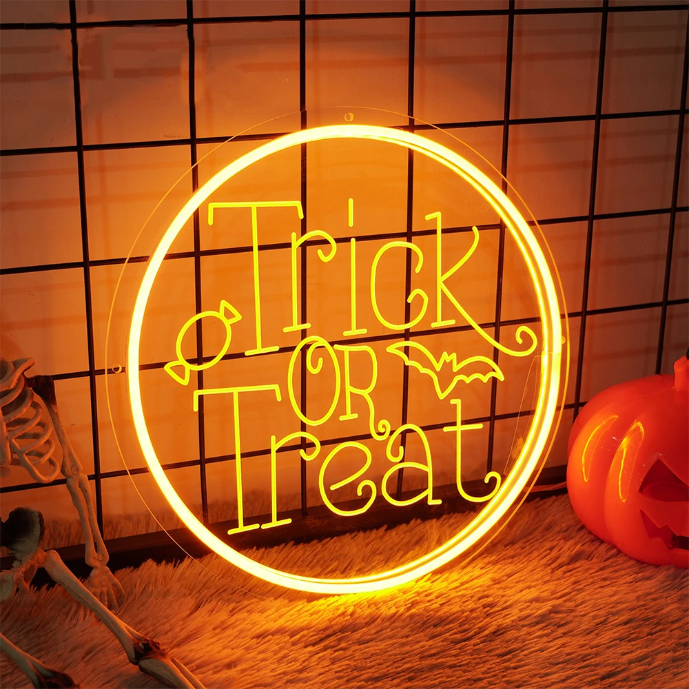Оптовая продажа неоновая светодиодная вывеска Hallowmas под заказ для вечеринки детей трюков или лакомства акриловые неоновые огни праздничное освещение