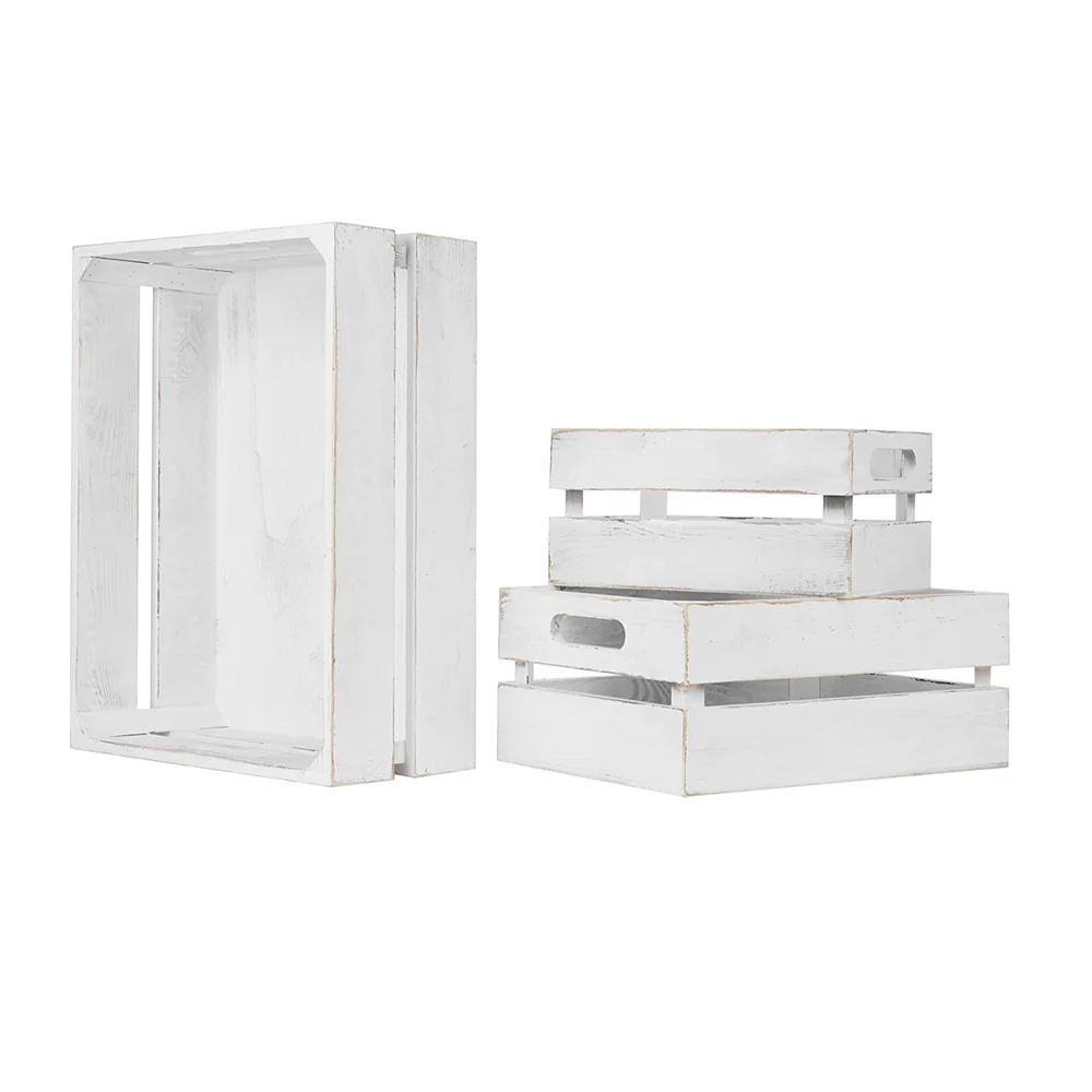 Фермерские декоративные Винтажные белые деревянные ящики для хранения с вырезами