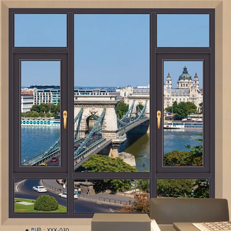 Sound insulation double tempered glass aluminum frame casement window  for home 