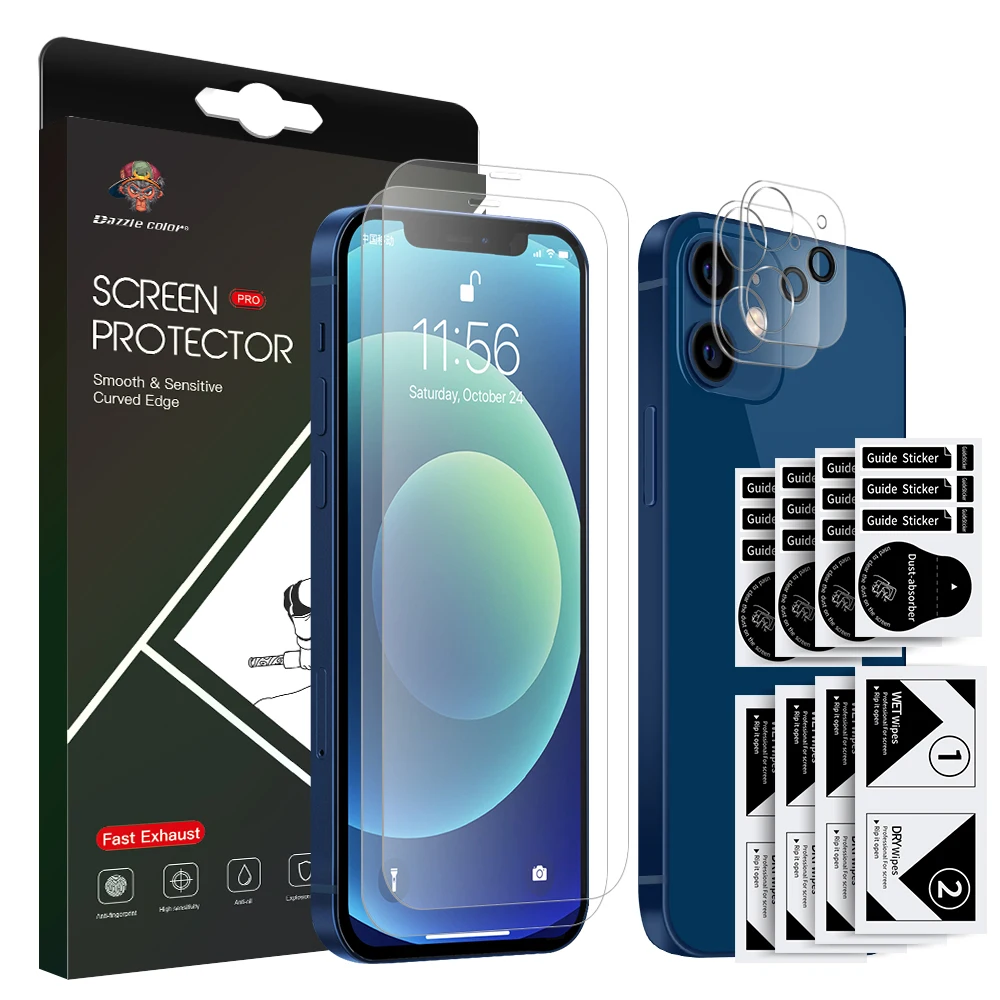 Оптовая продажа 9H Закаленное стекло протектор экрана телефона и объектив камеры протектор экрана для iPhone 12