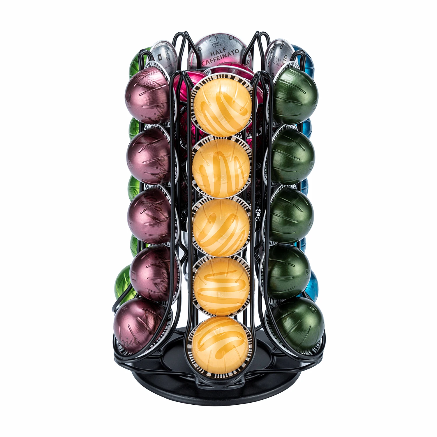 Revolutionary Black Vertuoline Metal Base Coffee Capsule Storage Display Rack 40 Pods Carousel Pod Holder Kitchen Easy Standing