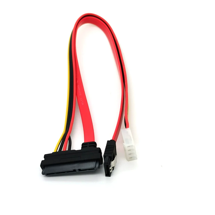 Copper/Customized Conductor SATA 7+15 Pin 22Pin To SATA 7 Pin + 4Pin DE Power SATA Data Cable