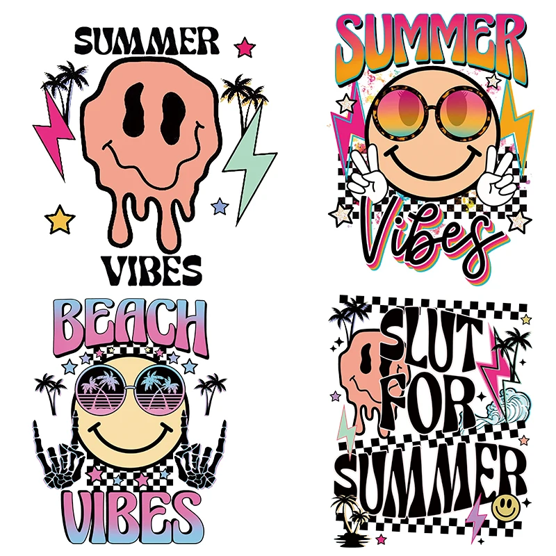 dtf transfers designs ready to press summer pattern stickers transfer printing for clothes screenprint transfers flock patch
