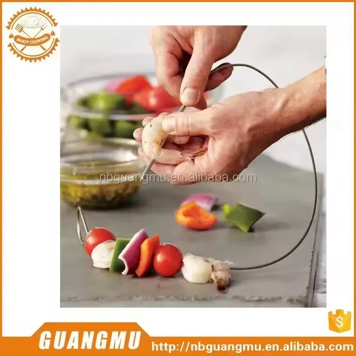 Metal Skewers for Kabobs with Slider Stainless Steel Shish Kabob Grill Skewers & Ideal Kabob Sticks