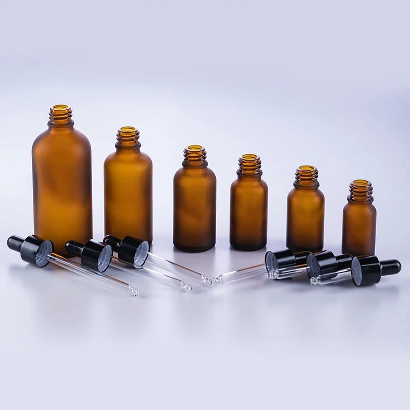 5ml 10ml 15 ml 20 ml 30 ml 50 ml 100 ml frosted amber essential oil dropper glass bottle