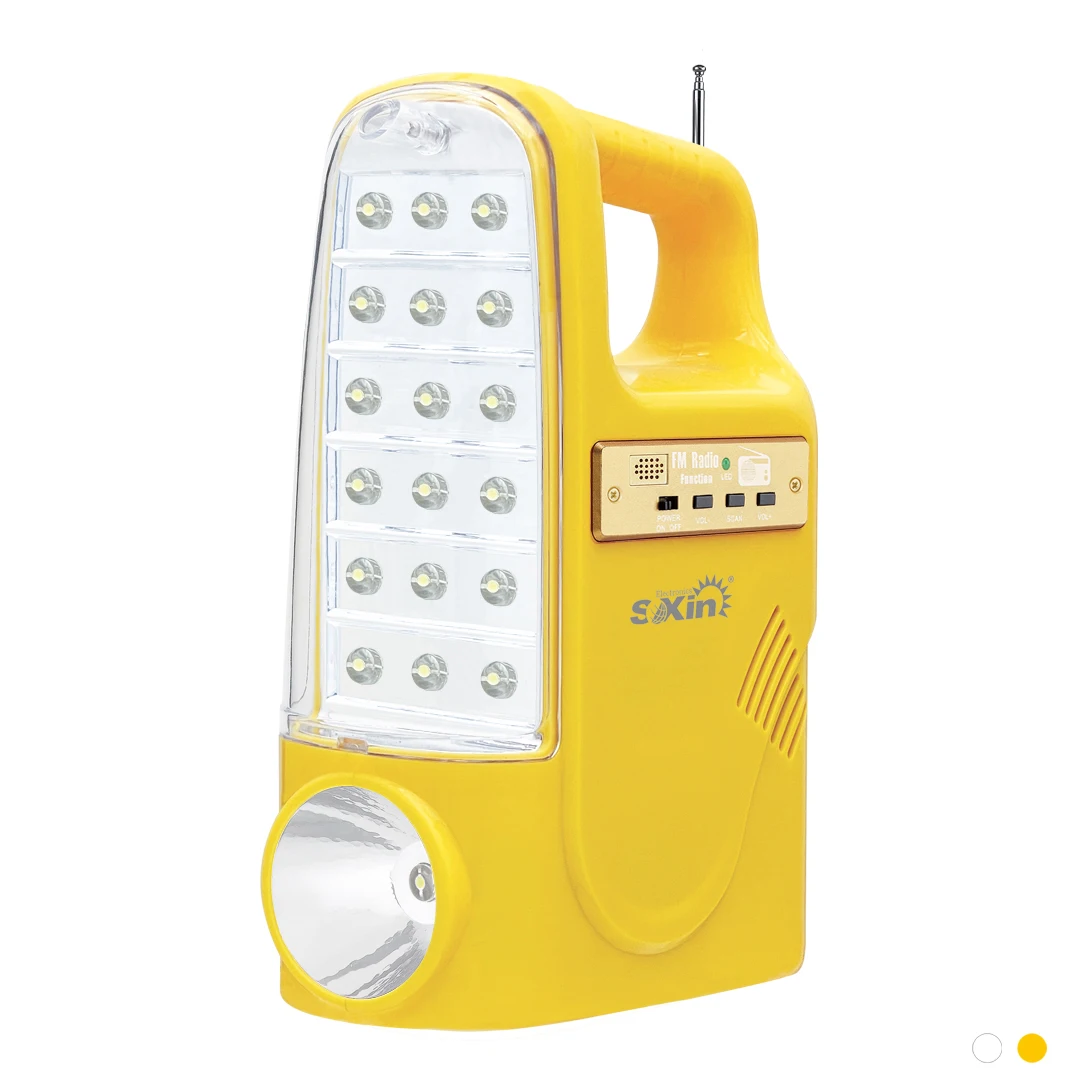 Multifunction 0.5W high bright led FM Radio Mp3 player emergency light with solar jack mobile power