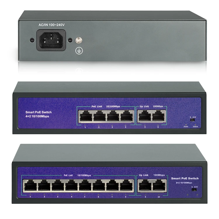  Сетевой POE коммутатор 48 В с 4/8 портами IEEE 802 3 af/at