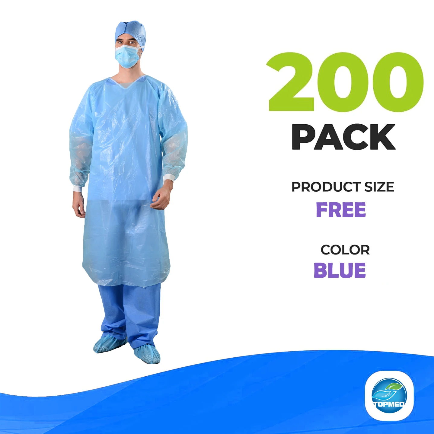 Disposable CPE robe cpe apron wearing robe Laboratory with thumb water and dust proof CPE isolation clothing