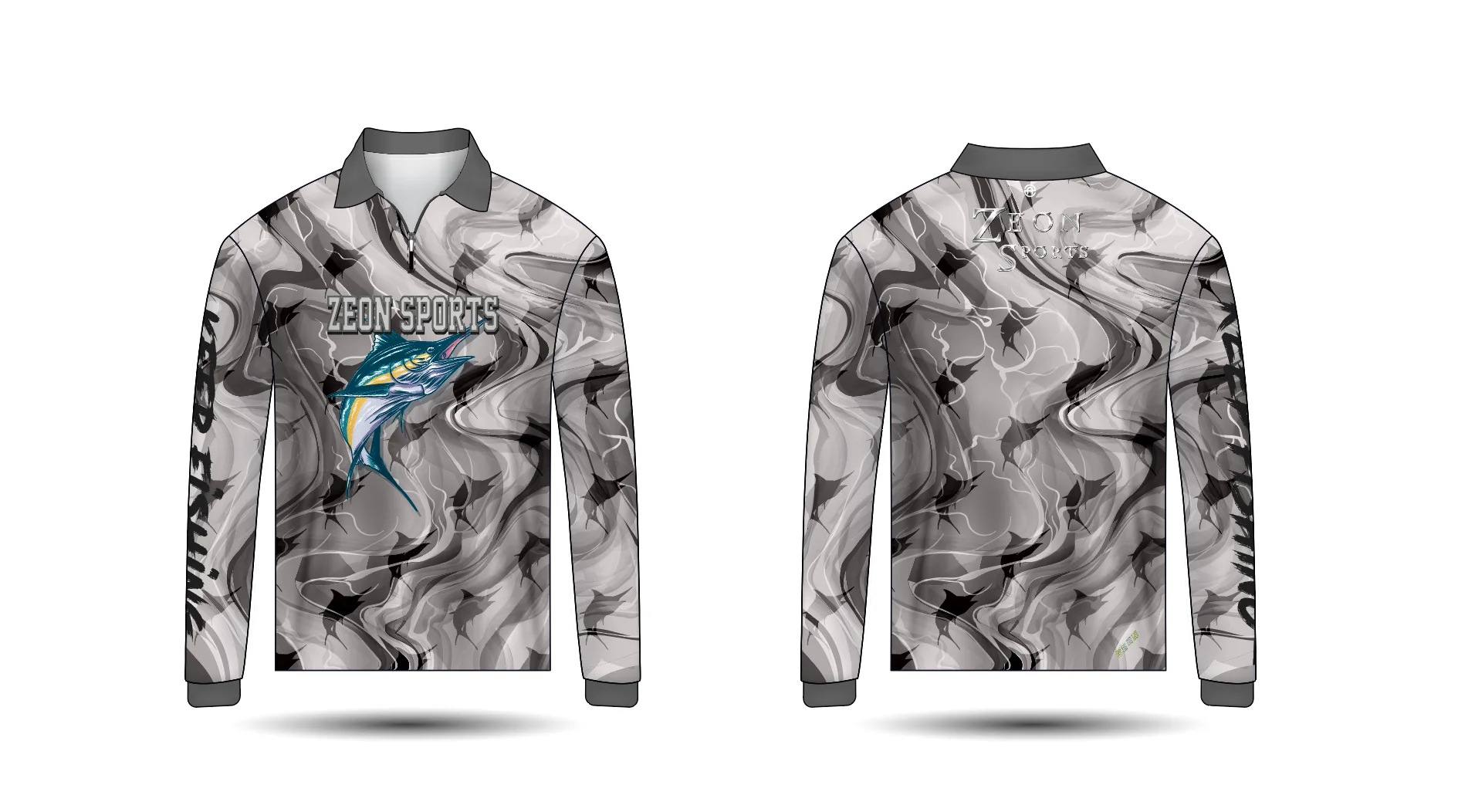 wholesale sublimation custom collared upf 50+fishing shirts long sleeve with zip