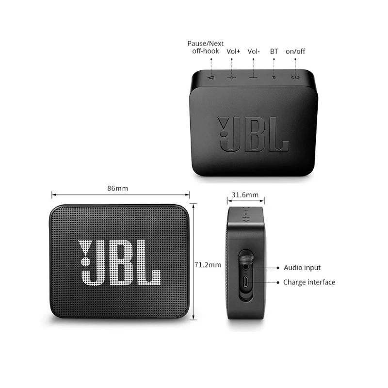  J.BL GO2 IPX7 водонепроницаемый уличный Bluetooth сабвуфер динамик Спортивная перезаряжаемая батарея Портативный беспроводной