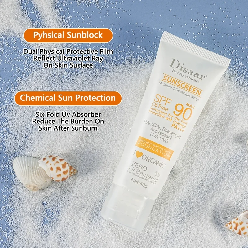 Disaar Sunscreen Moisture SPF90+ PA+ Skin UV Protection Oil Free Coverage Sunblock Cream