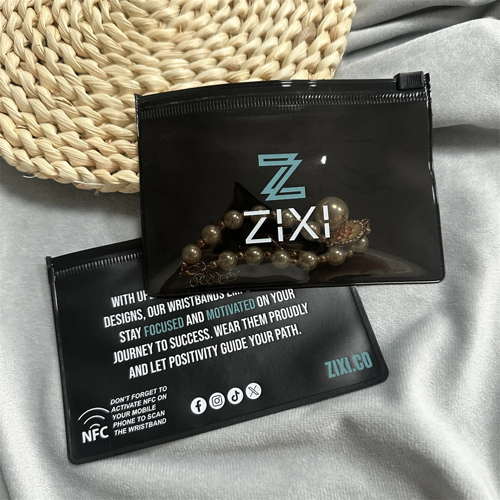 Fashion Custom Mini Ziplock Clear PVC Jewelry Bag Black Plastic Jewelry Packaging Bag For Earring Small Zipper Gift Bag