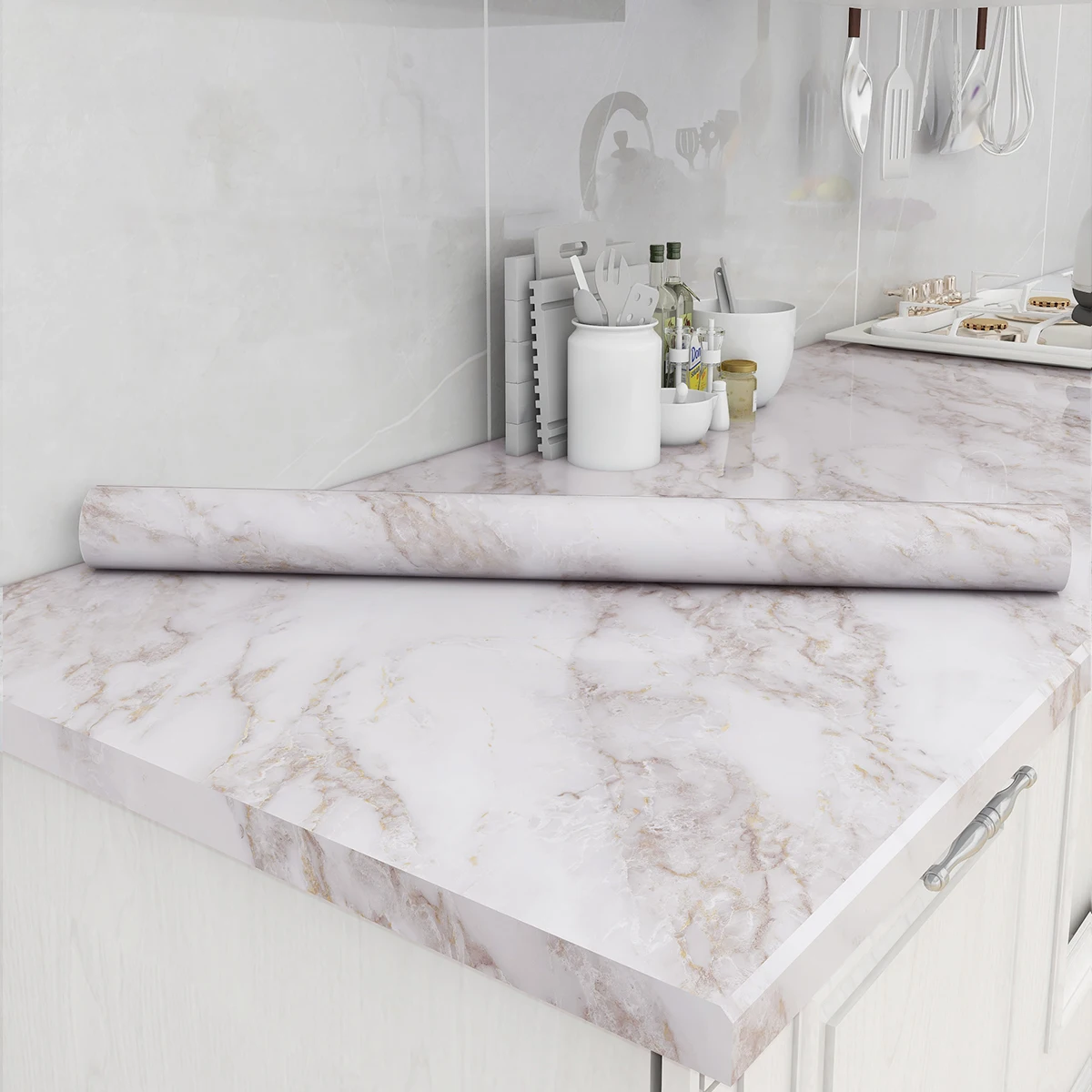 Мраморные обои съемная глянцевая виниловая пленка серого цвета декоративные столешницы для кухни мебели обновленная бумага полок