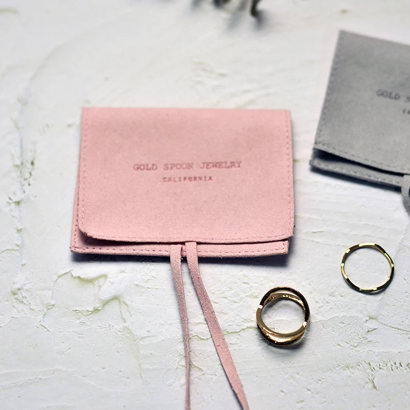 New Microfiber ring hot stamping custom design fasion cute tiny jewelry bags