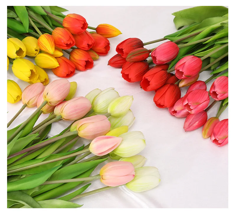 Soft glue 5 sprigs tulip home table decoration wedding bride hand bouquet tulip simulation flower
