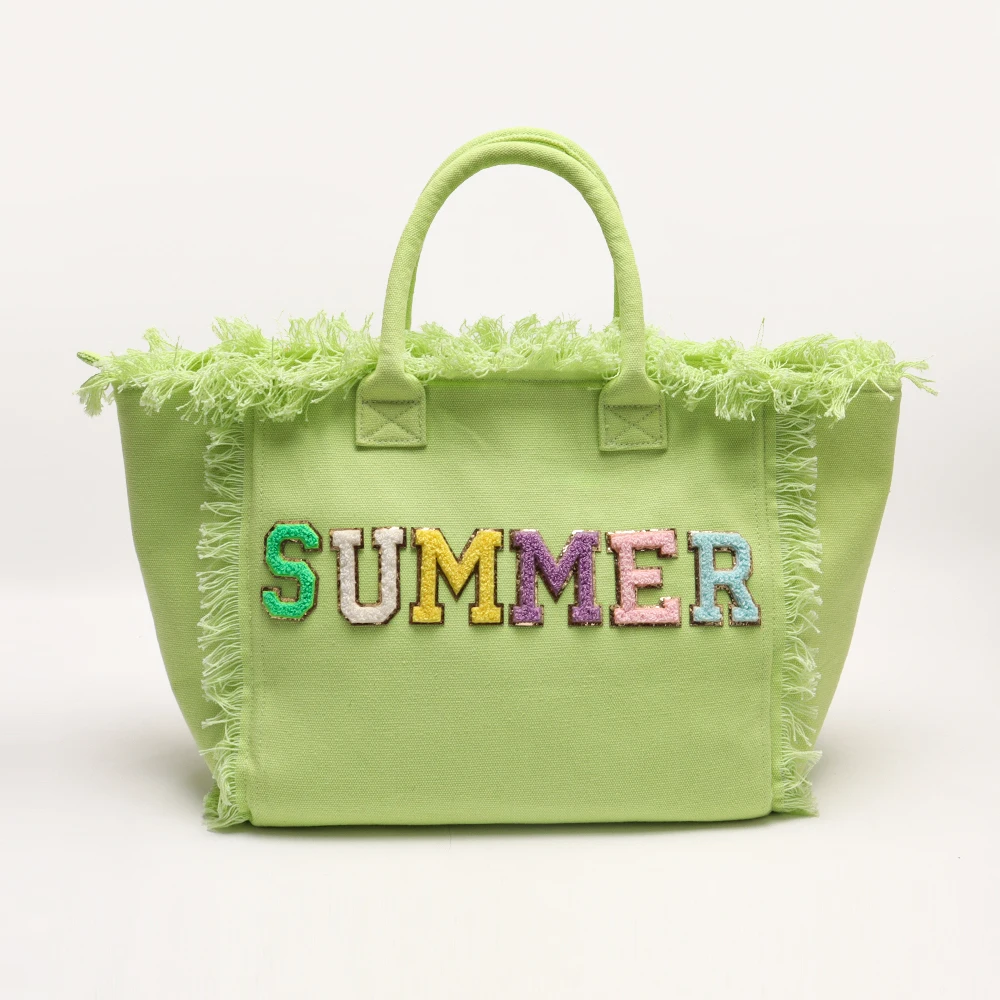 2023 Tassel Fringe Large Canvas Bags Summer Bags For Women Women Beach Luxury Tote Canvas Woman  Bandana Fringe Cotton Bag