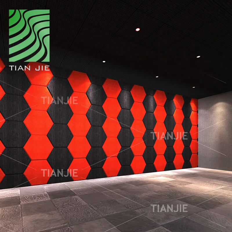 Hexagon pet decorated acoustic panel sound absorption