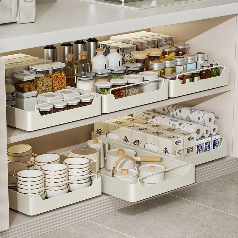 Hot selling kitchen non perforated cabinets sinks cutlery racks sliding drawers cabinets space saving kitchen cutlery racks