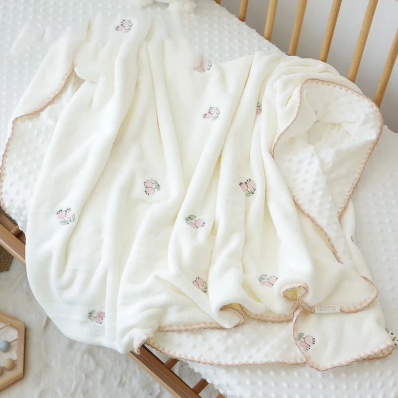 Baby Blankets And Sheets Soft Flannel Beanie Velvet Cute Blankets For Children Newborn Baby Summer Baby Mink Blanket Dot Minky