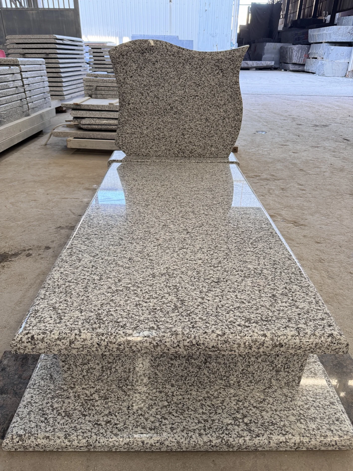 Sesame white granite tombstone light grey color tombstone one whole set Jilin white granite tombstone