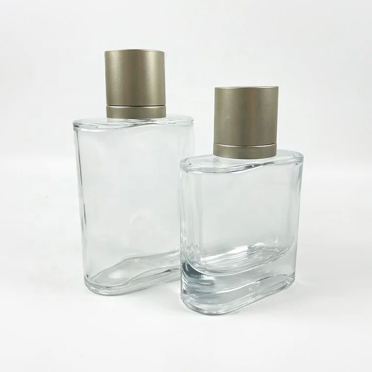 highend 30ml 50ml  100ml flat round perfume bottle empty spray perfume glass  bottle refillable perfume bottle with matched lid