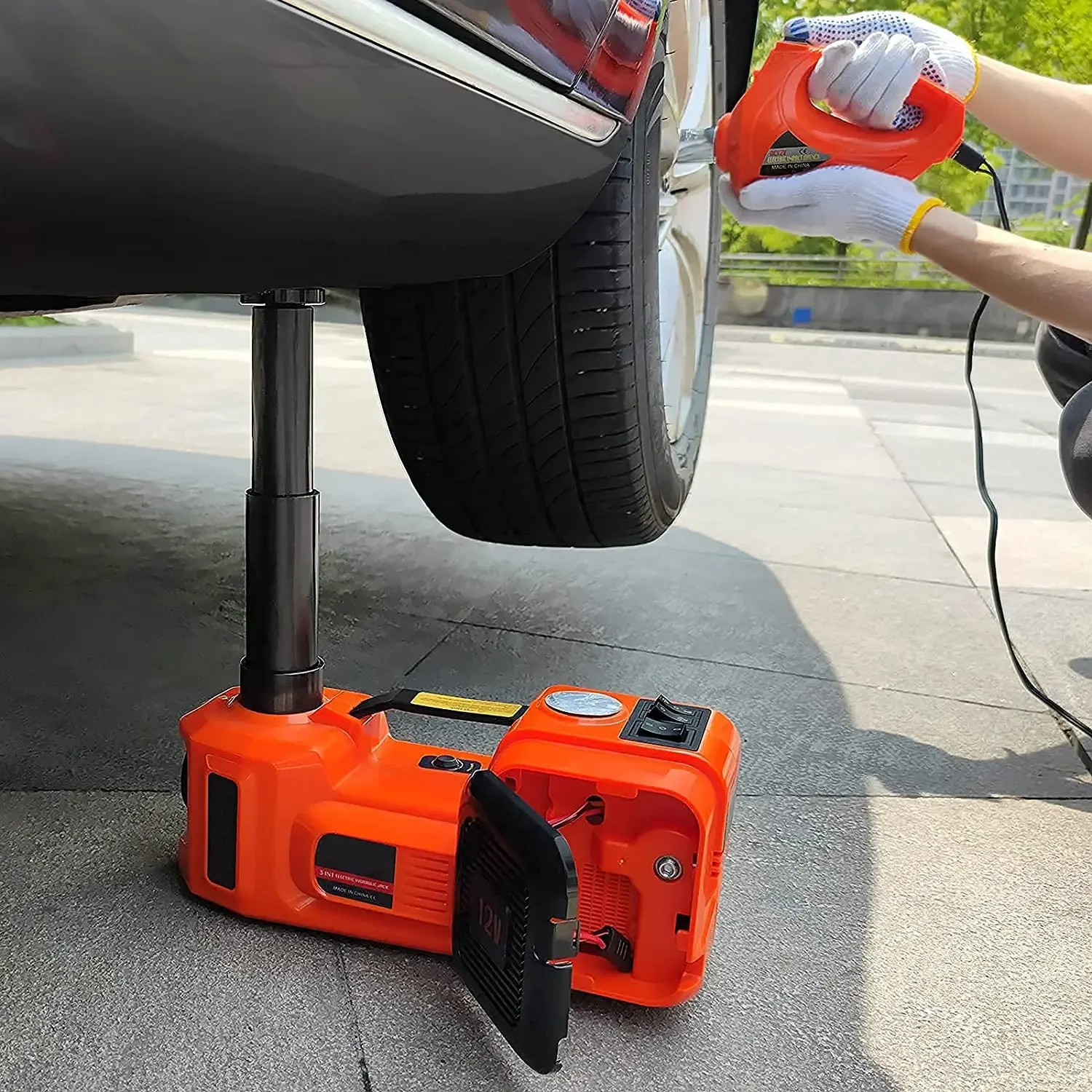 Heavy Duty Automatic 5 Ton 12 Volt DC Hydraulic Electric Car Jack Kit with Electric Impact Wrench
