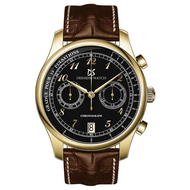 OEM watches manufacturer chronograph VK64 movement luxury watches leather wrist