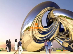 Custom Made Outdoor Garden Decoration Metal Art High Polished Mirror Surface Large Stainless Steel Circle Sculpture For Sale