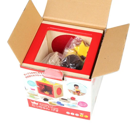New Montessori Blind Box Geometric Wood Shape Sorter Toy Kids Toy Touch Guessing Wooden Toys For Babies