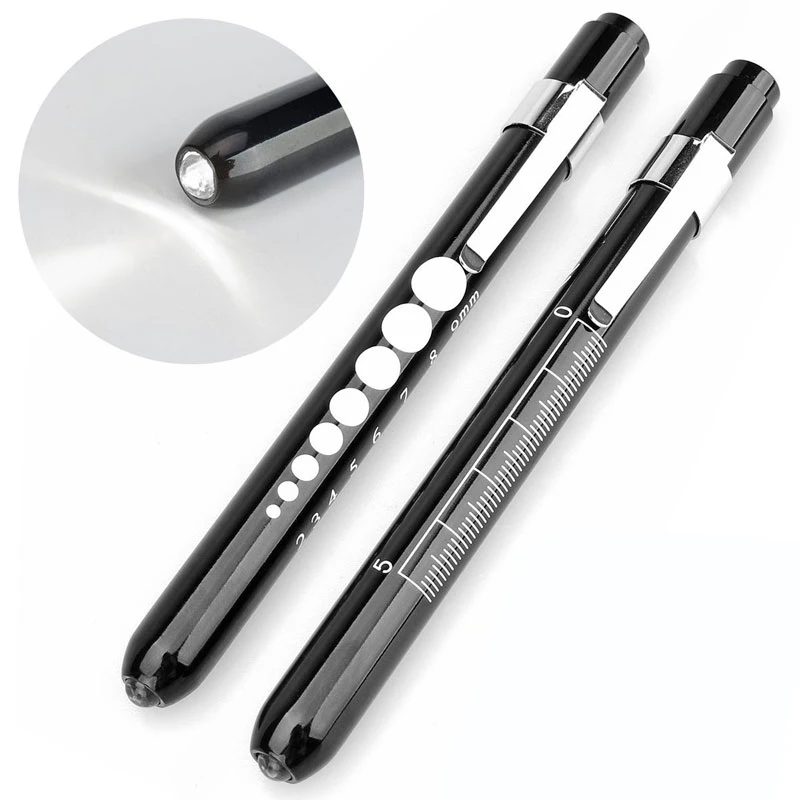 2 AAA Battery Aluminium Alloy nurse flashlight medical pen torch doctors pen light with Clip