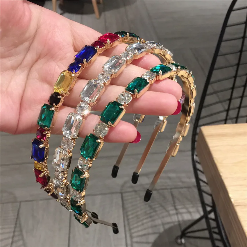 GEERDENG Fashion Women Crystal Jeweled Luxury Headband Girls Colored Rhinestone Beaded Alloy Headbands For Australia