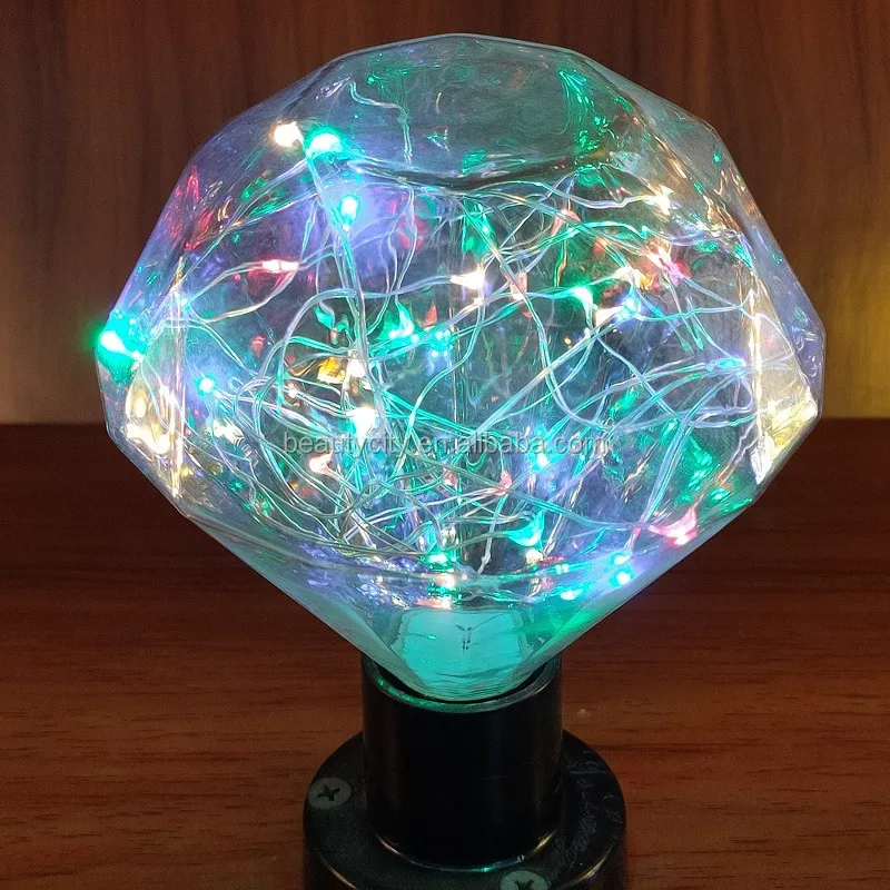 Transparent glass custom shapes of seven colored lights 0.5W 0.8W 1.4W decorative retro globe LED light bulb copper wire lamp