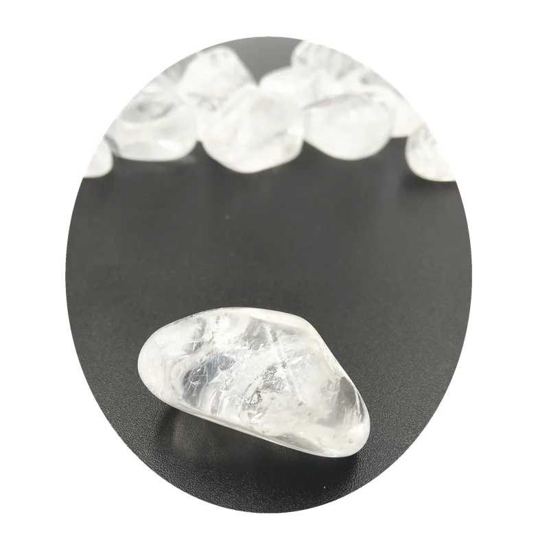 factory supply natural white clear crystal tumbled gravel  bulk quartz stone