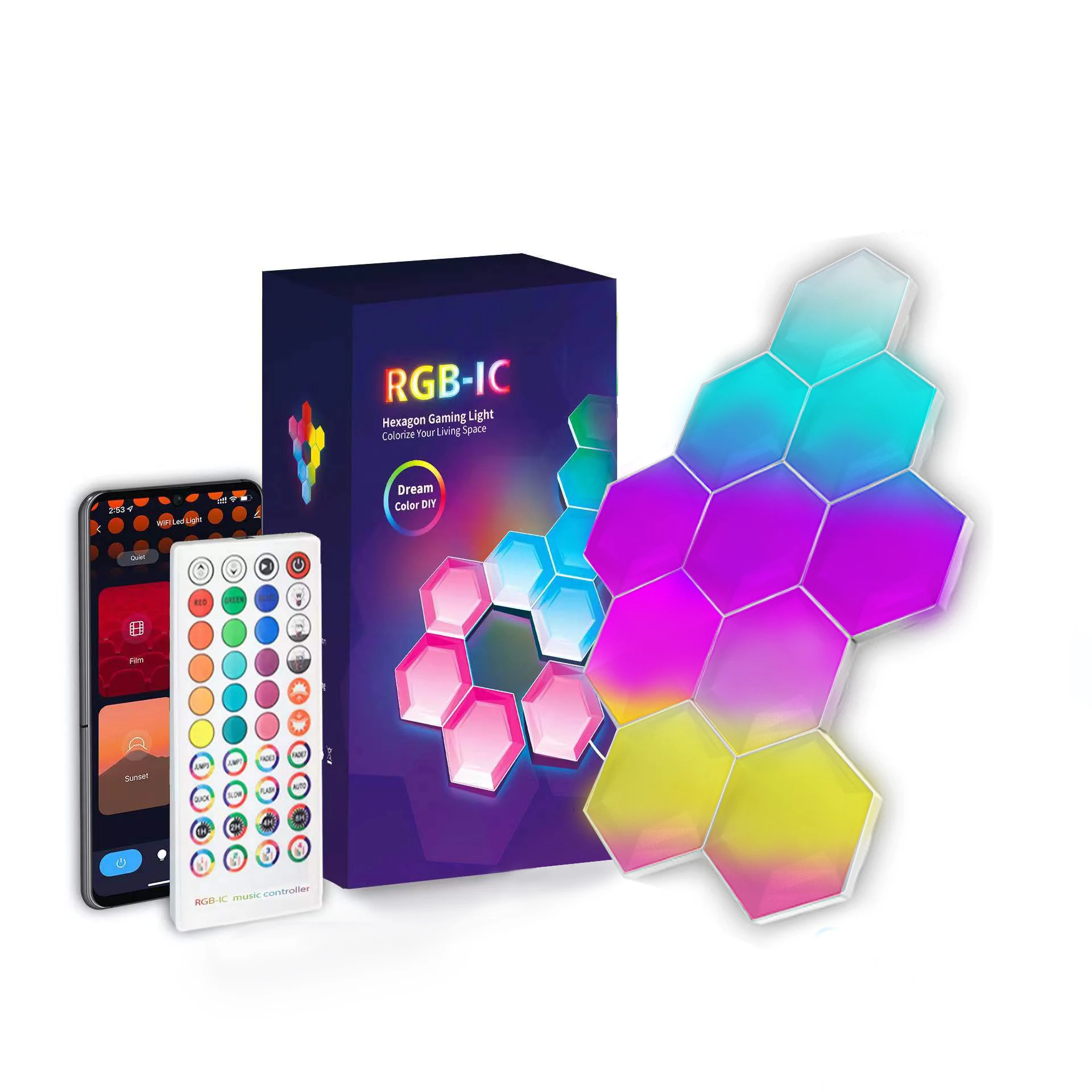 Multi Color Quantum Light Led Hexagonal Lamps RGB paneele lampara led hexagonal