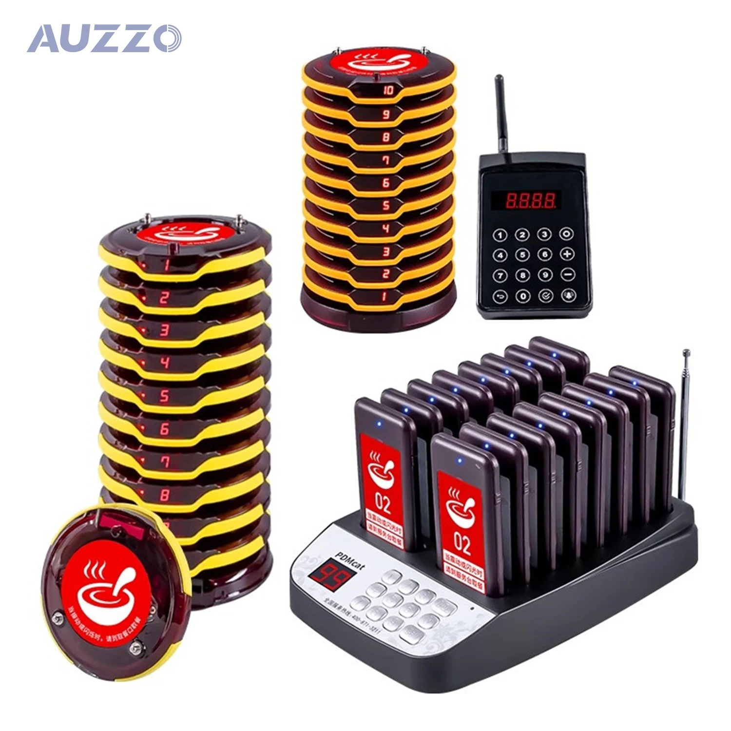 16 Channels Wireless Calling System Restaurant Guest Paging System Restaurant Call Coaster Pagers Guest Waiting Pager