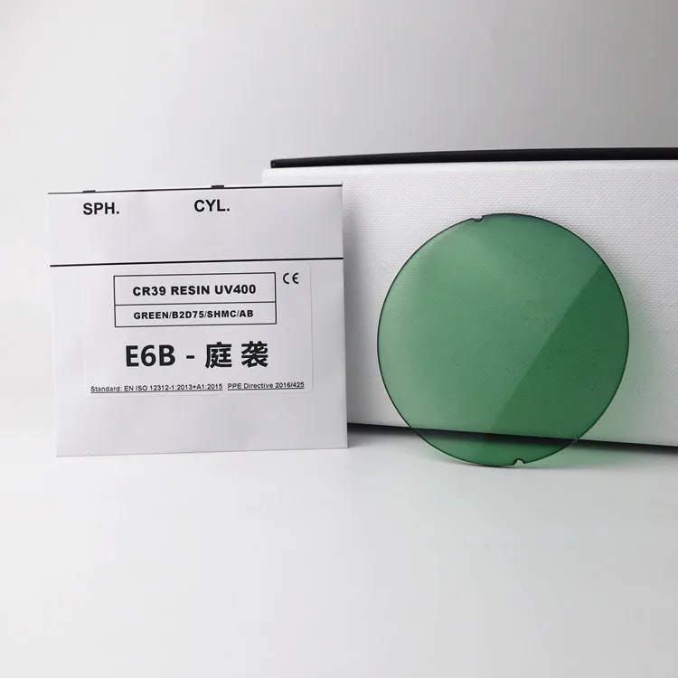 EXIA E6B Green Sunglasses Lenses UV400 AR Green Coatings 75mm Diameter Base Curve 2 Quality Grade A