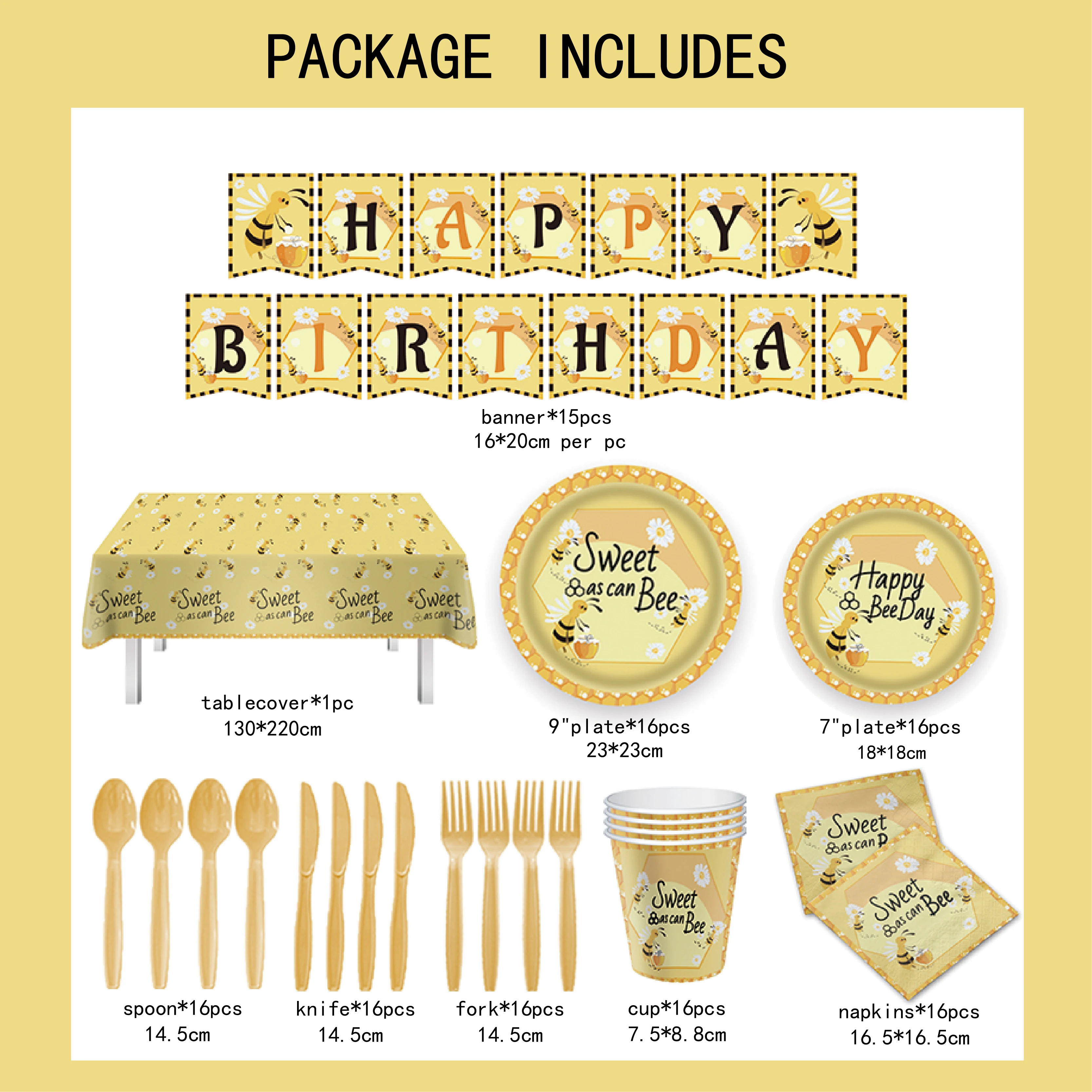 New Design Birthday Party Supplies Bee Party Tableware Girl Baby Shower Spring Themed Party Decorations Paper Plate