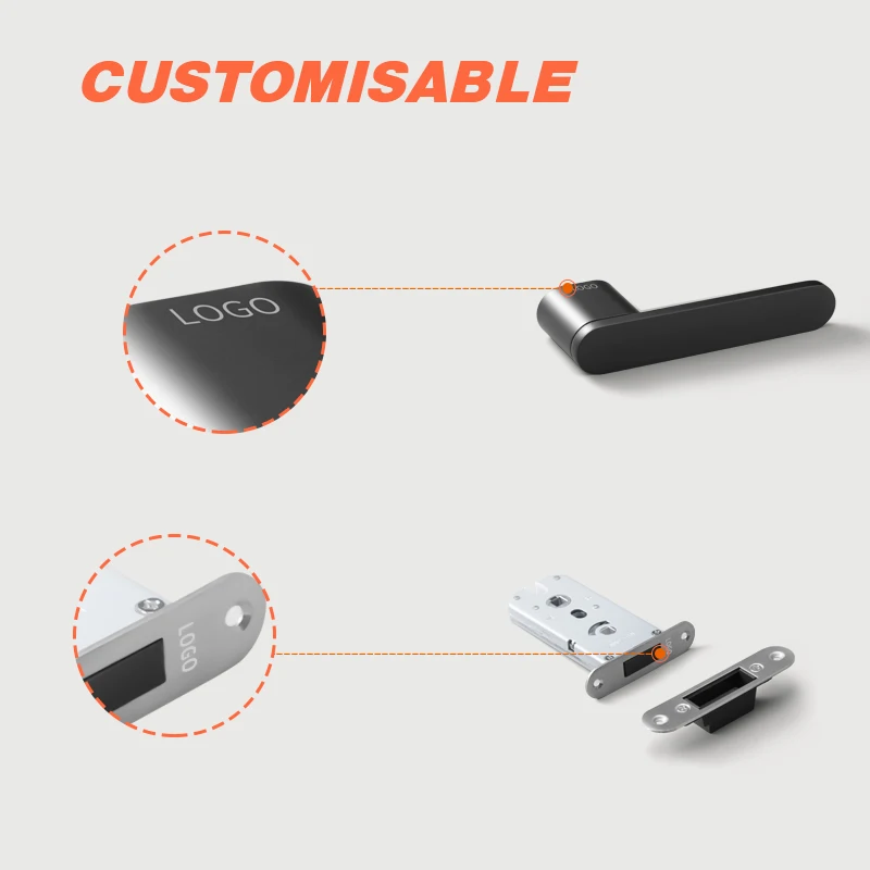 High Standard  Interior Bedroom Privacy Access Mute Grey Wooden Door Zinc Alloy Minimalist Modern passage Door Lock Handle